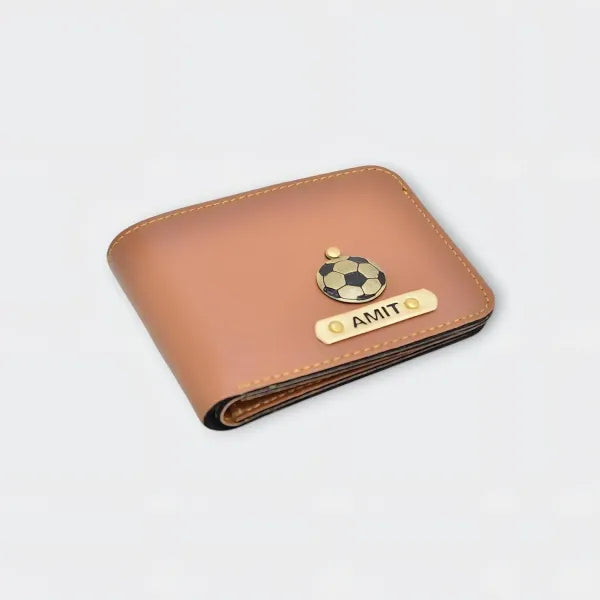 Men’s Leather Wallet Customized With Name and Your Chosen Charm