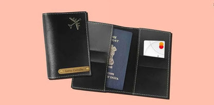 Personalized Name & Charm Leather Passport Cover Holder for Men & Women