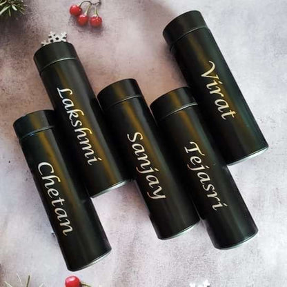 Customized Stainless Steel Bottle with LED Temperature Display, Double Wall Vacuum Flask, 500 ML Black