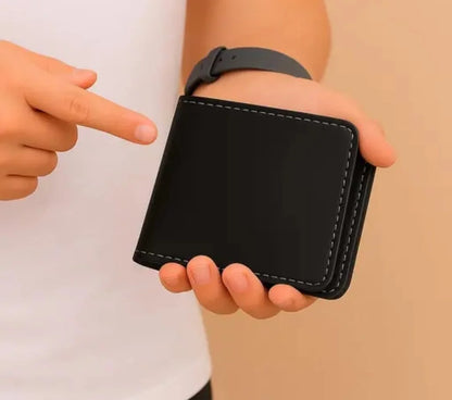 Men’s Leather Wallet Customized With Name and Your Chosen Charm