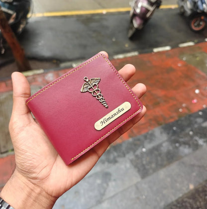 Men’s Leather Wallet Customized With Name and Your Chosen Charm