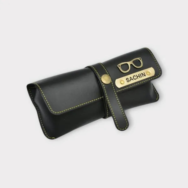 Personalized Name & Charm Leather Sunglass Case Cover for Men & Women