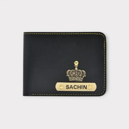 Men’s Leather Wallet Customized With Name and Your Chosen Charm