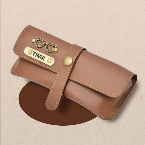 Personalized Name & Charm Leather Sunglass Case Cover for Men & Women