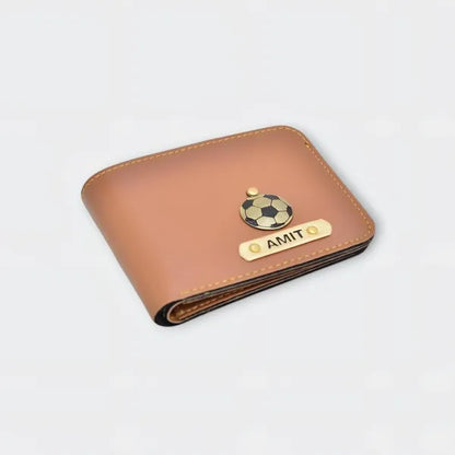 Men’s Leather Wallet Customized With Name and Your Chosen Charm
