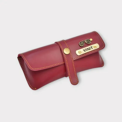 Personalized Name & Charm Leather Sunglass Case Cover for Men & Women