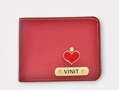 Men’s Leather Wallet Customized With Name and Your Chosen Charm