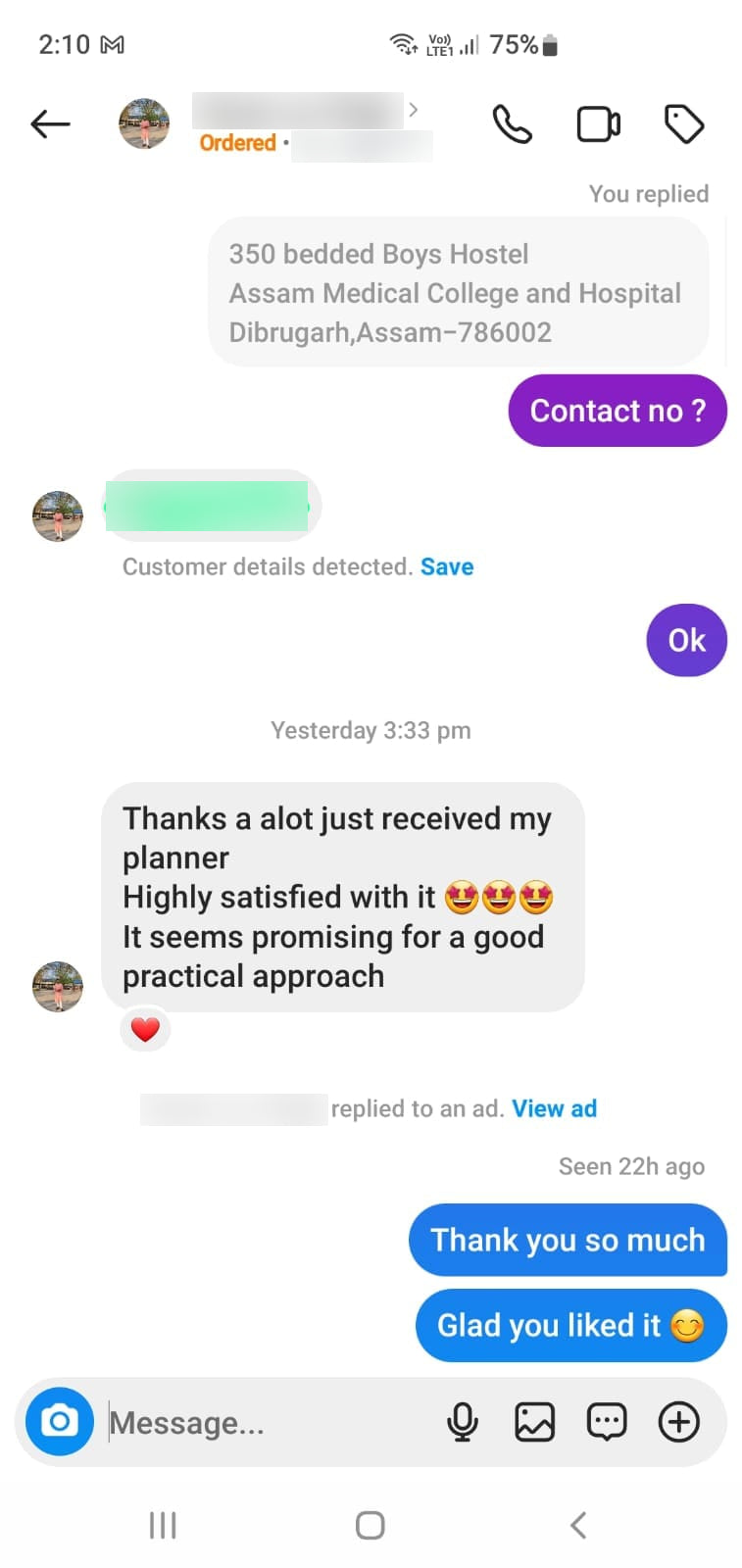 Customer review screenshots