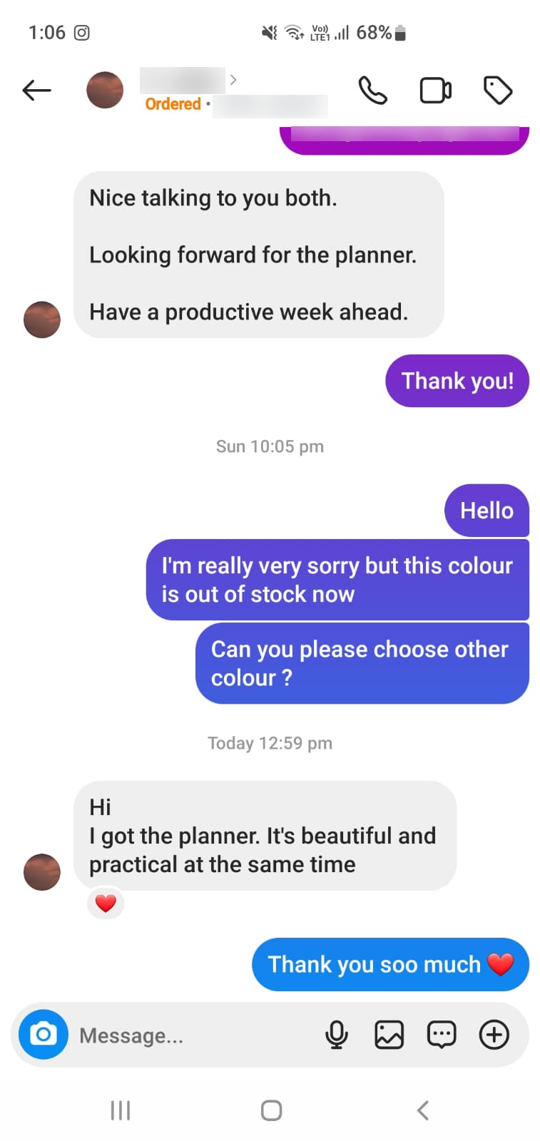 Customer review screenshots